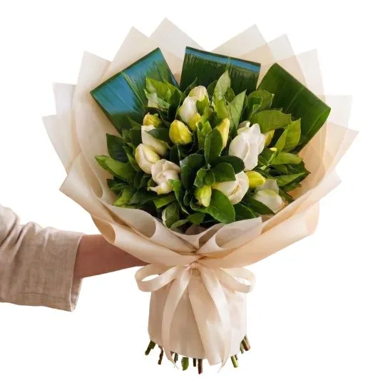 ramo de flores jazmines con papel coreano 